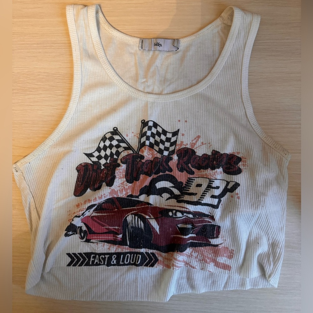 Adika graphic white tank top